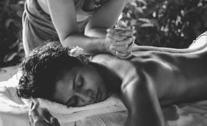 Woman getting a massage at a spa